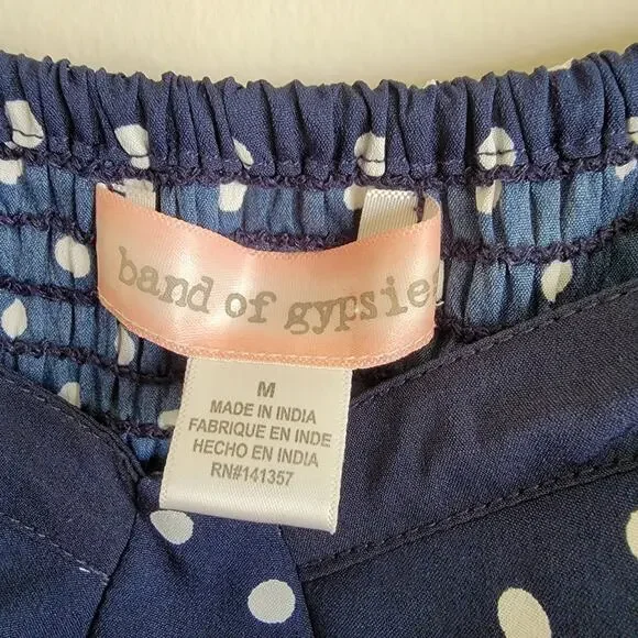 Band of Gypsies Bustier Top Blue and White Polka Dot Fit & Flare Mini Dress - Picture 4 of 4